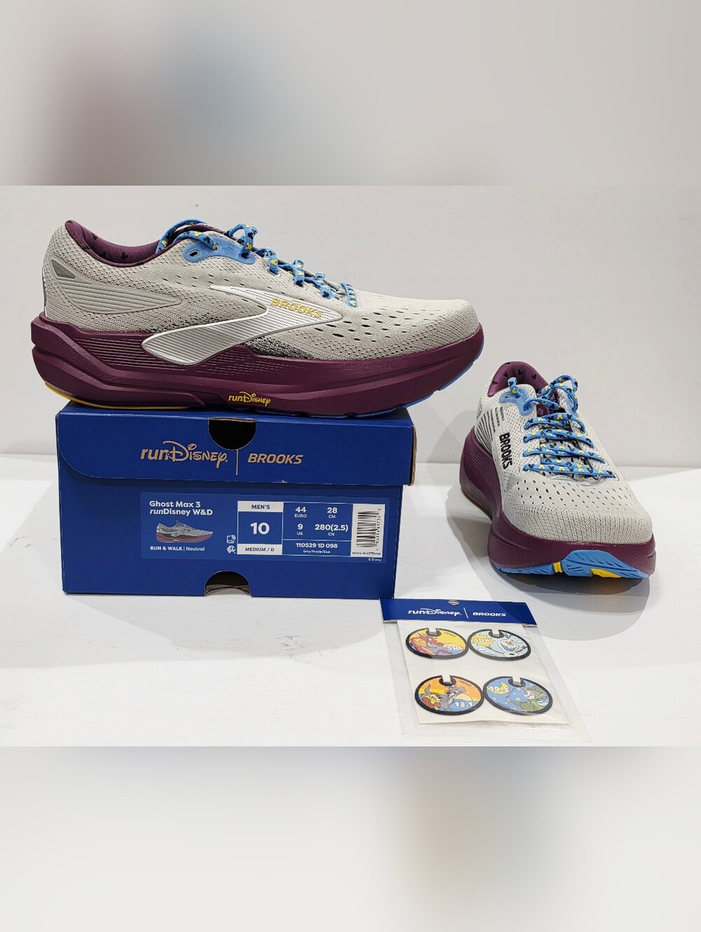 Brooks Ghost Max 3 RunDisney W&D 2025 Epcot Wine Dine Grey Men's 10 Medium D New